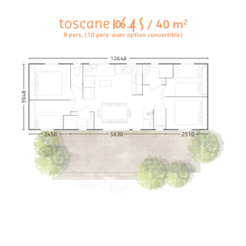 Mietunterkunft - Mobilheim Toscane (4 Zimmer) - Camping L'Escapade