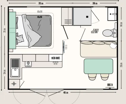 Mobil-Home Bali 17.8 M2 (1 Chambre) + Terrasse