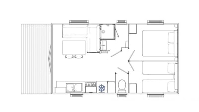 Premium air-conditioned mobile home with 2 bedrooms