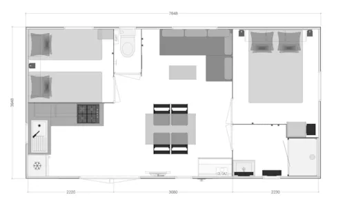 Mietunterkunft - Klimatisiertes Premium-Mobilheim Mit 2 Schlafzimmern - image n°2 - CAMPING LES FOULONS