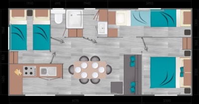 PREMIUM Mobile Home, 3 bedrooms, air conditioning, TV, dishwasher