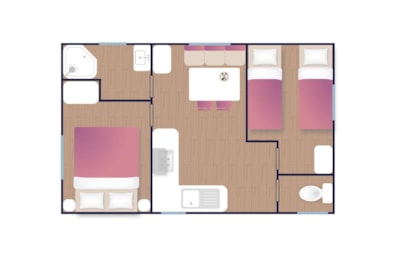 Mobil-home Confort - 24m² 2 bedrooms + terrace on piles
