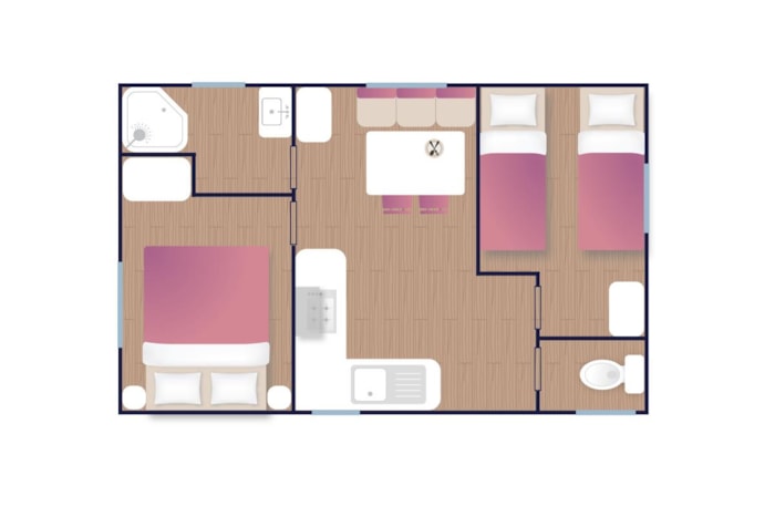 Mobil-Home Confort 24M² 2 Chambres + Terrasse Sur Pilotis
