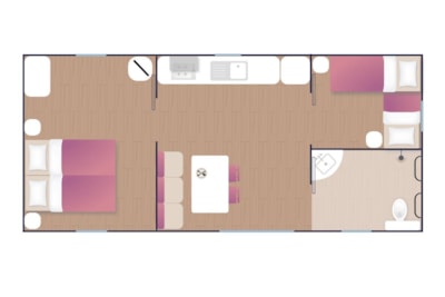 Mobile-home Confort 31m² 2 bedrooms - adapted to the people with reduced mobility +terrace