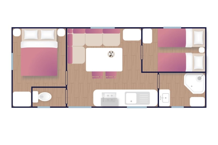 Mobil-Home Confort 23M² 2 Chambres + Terrasse Sur Pilotis