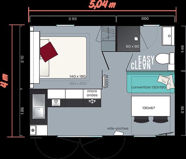 Mobil-Home Confort 17M² 1 Chambre + Terrasse Semi-Couverte Sur Pilotis