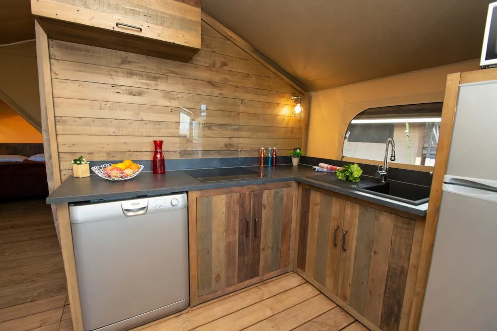 Huuraccommodatie(s) - Lodge Premium 46M² 2 Slaapkamers + Plancha + Vaatwasmachine + Noors Bad + Terras Op Palen - Flower Camping du Moulin des Iscles
