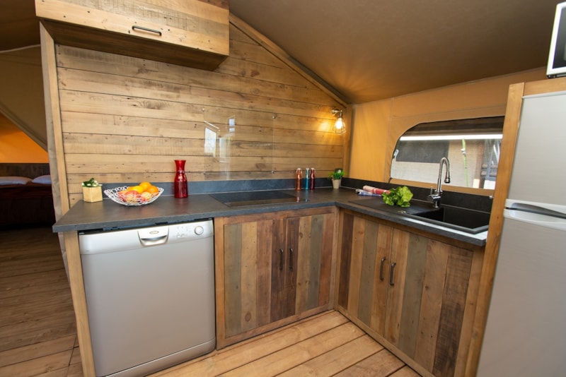 Lodge Premium 46m² 2 Zimmer + Plancha + Spüllmachine + Terrasse auf Pfählen