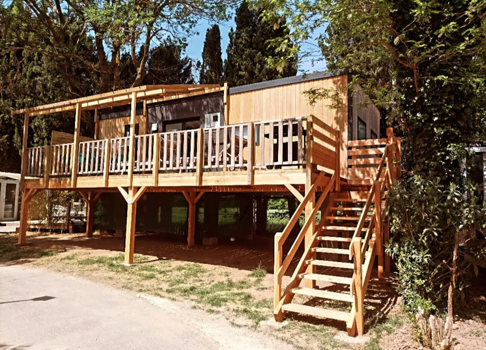 Huuraccommodatie(s) - Stacaravan Taos Premium Luxe 40 M² (2 Slaapkamers) + Terras + Tv + Airconditioning - Flower Camping du Moulin des Iscles