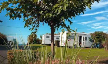 Stellplatz - Stellplatz 'Grand Confort' + Wohnwagen / Wohnmobil + Strom + Trinkwasser - Camping Tamaris Plage
