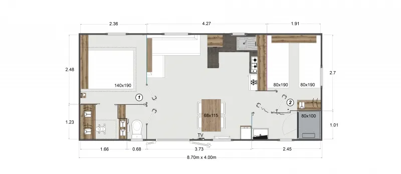 Nouveauté 2025 / Mobil-Home Confort (Rapid) - 2 Chambres