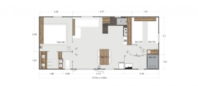 Mobile-home Confort - 2 bedrooms - 32m²