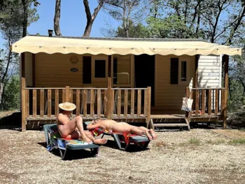 Mietunterkunft - Mobilheim 27M² - 2 Schlafzimmer - Terrasse - Camping Naturiste Messidor