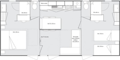 Mobile home Premium 33m² / 2 bedrooms - 2 bathrooms - Terrace