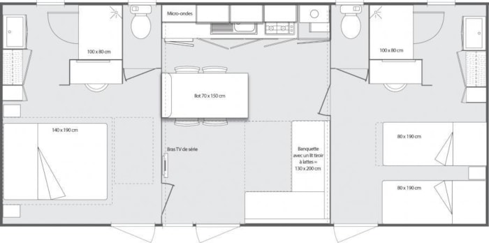 Mobil-Home Premium 33M² / 2 Chambres - 2 Salles De Bain - Terrasse