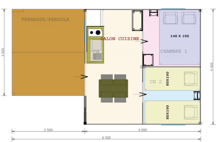 Funflower Standard 20M² / 2 Chambres - Terrasse (Sans Sanitaires Privatifs)