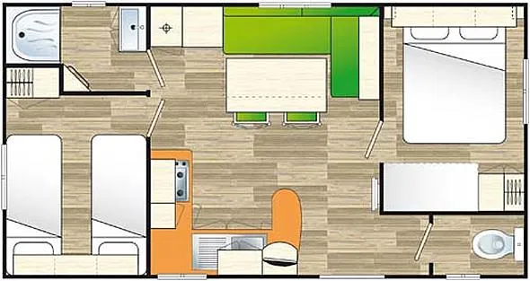 Mobil-Home Éco 30 M² / 2 Chambres - Terrasse Couverte