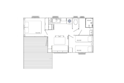 Mobile-home Confort 27m² / 2 bedrooms - Half-covered terrace