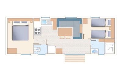 Mobile home with covered terrace, 26 m² - 2 bedrooms