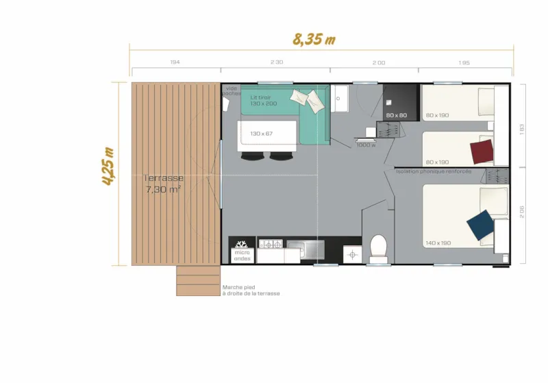 Mobil-Home Premium 25 M² Dont Terrasse Couverte- 2 Chambres +Tv + Lave-Vaisselle + Bbq