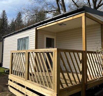 Mobile home 25m² Premium - 2 bedrooms + half-covered terrace  + TV + dishwasher + BBQ