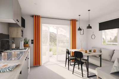 Mobile home Premium 25 m² - sheltered terrace - 2 bedrooms +TV + Dishwasher+ BBQ