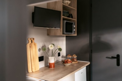 Mobile home 25m² Premium - 2 bedrooms + half-covered terrace  + TV + dishwasher + BBQ
