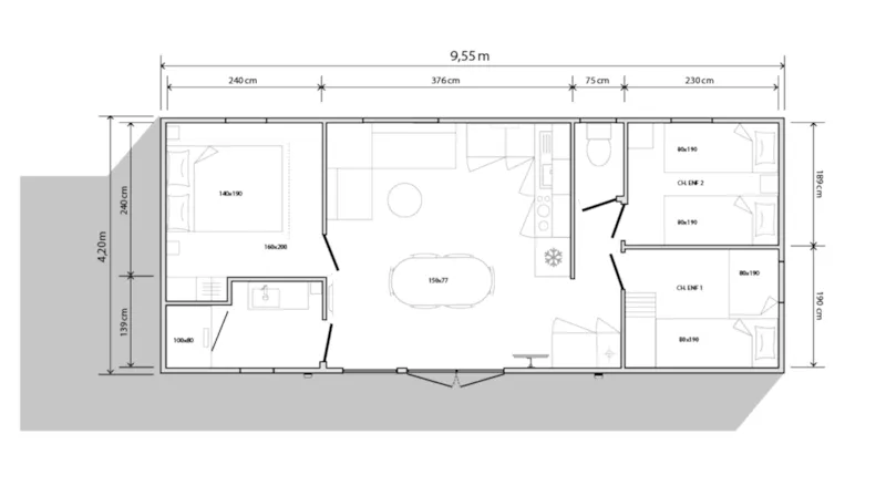 Mobil-Home 35M² Premium (3Ch-6Pers) + Terrasse + Tv + Lv