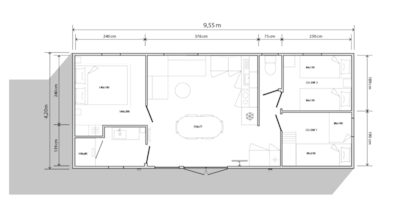 Mobil home 35m² Premium - 3 bedrooms - terrace  + TV + dishwasher