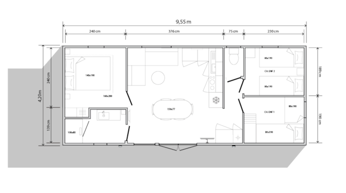 Mobil-Home 35M² Premium (3Ch-6Pers) + Terrasse + Tv + Lv