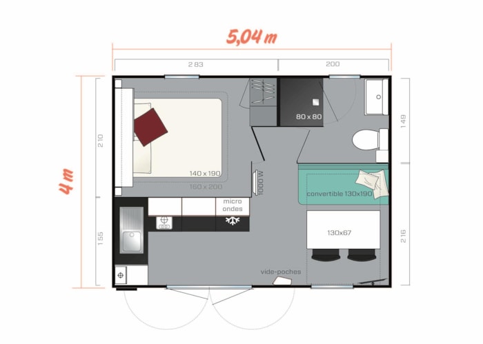Mobil-Home  20M² (1 Chambre)