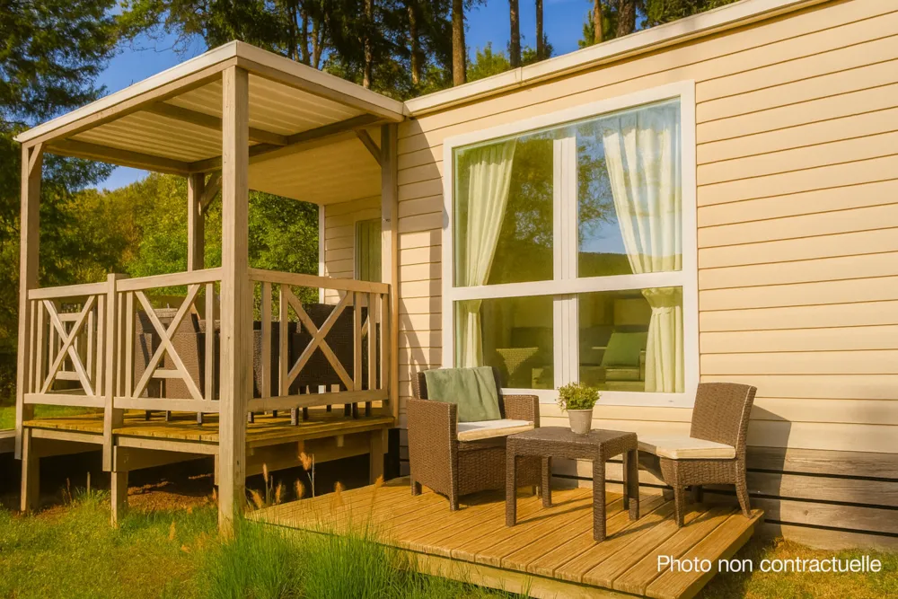 Location - Mobil-Home Sumene - Gamme Standard / 2 Chambres - Flower Camping Le Belvédère - Auvergne - Cantal