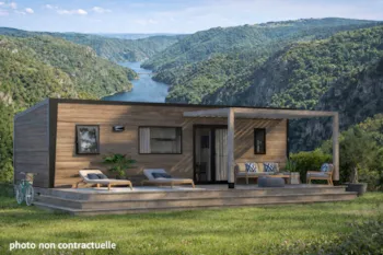 Mietunterkunft - Mobil Home Serac Premium 36M2 - Klimatisiert (3 Schlafräume 6 Pers.) - Seeblick - Flower Camping Le Belvédère - Auvergne - Cantal