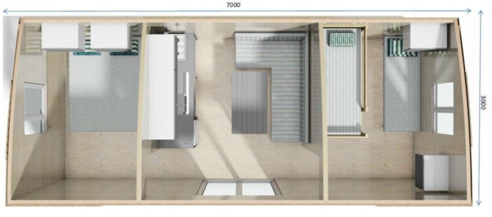 Mobil Home Elite Toile & Bois 21M² - 2 Chambres - Sans Sanitaires