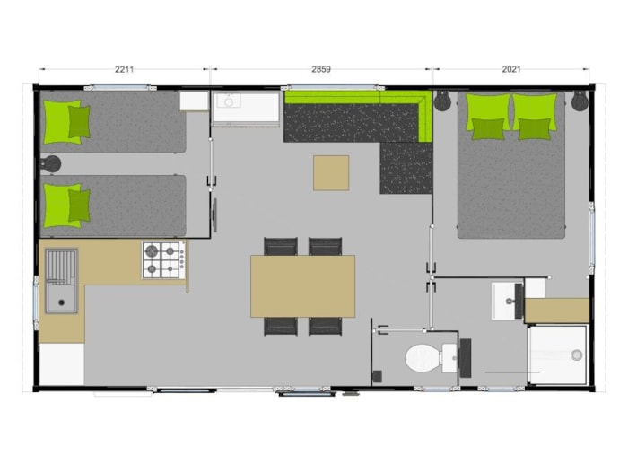 Mobil Home Bahia 27M² - 2 Chambres Formule Hôtelière