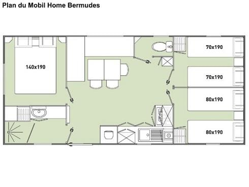 Mobil Home Bermudes 06 32M² - 3 Chambres Formule Hôtelière