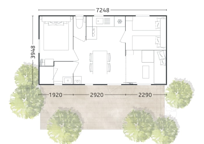 Mobil Home Modulo 27M² - Formule Hôtelière