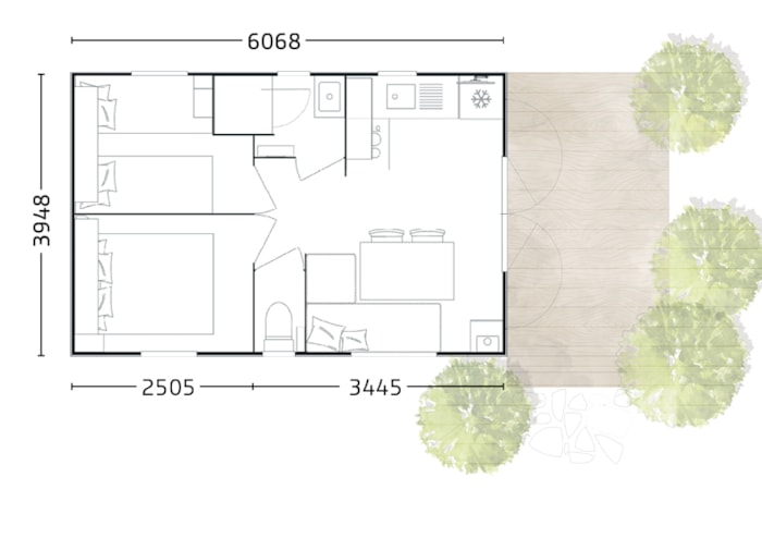 Mobil Home Bergame 23M² - 2 Chambres