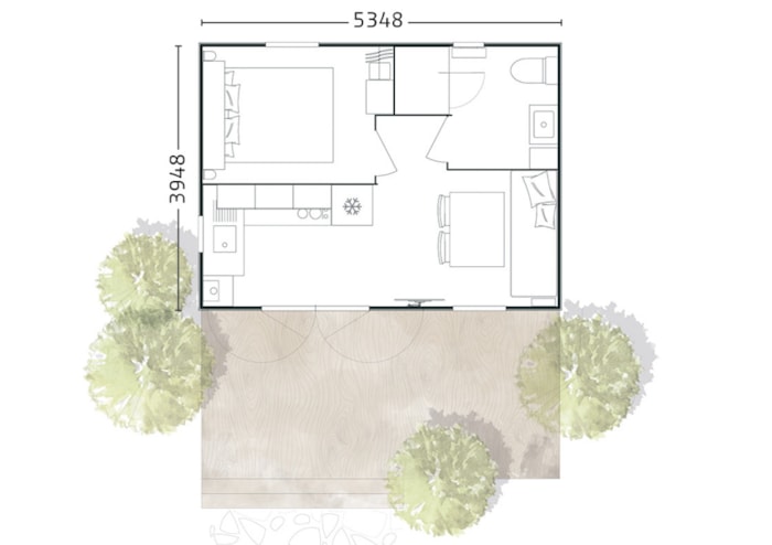 Mobil Home Studio 20M² - 1 Chambre 1 Lit Double Formule Hôtelère