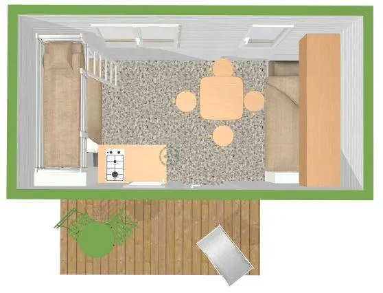 Cabanon Vert Standard 10M² (Sans Sanitaires) 1Chambre Dont Loggia 3M²