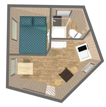 Cabane Robinson 15M² (1Ch - 2 Pers) + Terrasse 14M² + Côté Rivière
