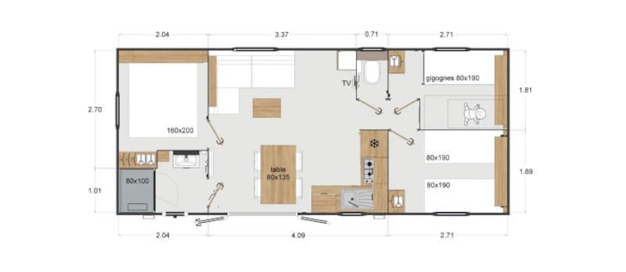 Mobil Home Premium 33M² 3 Chambres + Terrasse + Tv + Lv + Bbq + Quartier Piéton