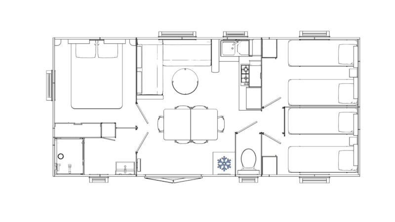 Mobil home EVO33 - 3 chambres avec une terrasse couverte 1/6 Pers.