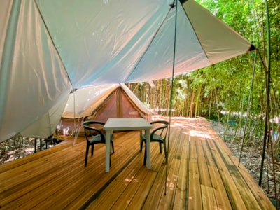 Canvas lodge in the bamboo grove