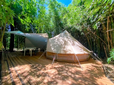 Canvas lodge in the bamboo grove