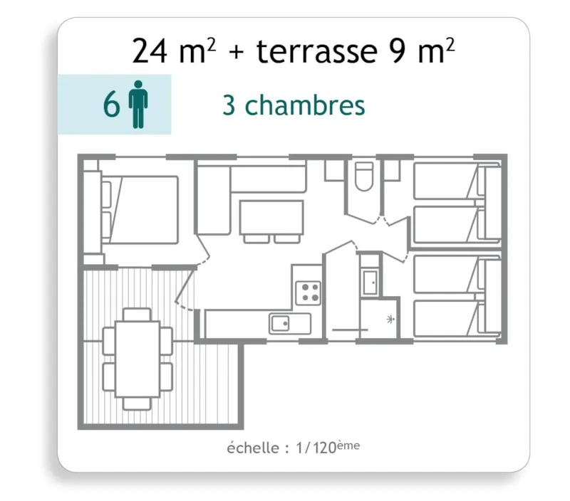 Mobil Home - 3 Chambres - 24M²