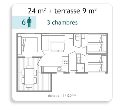 Mobile-home - 3 bedrooms - 24m²