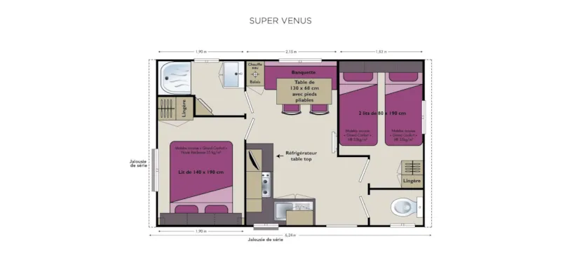 Mobilhome Super Venus 22.9M² - 2 Chambres