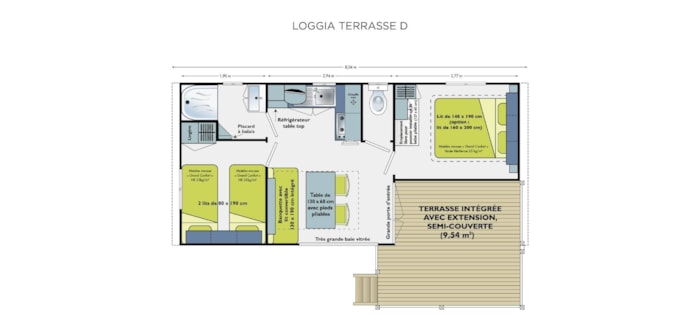 Mobilhome Loggia 25M² + Terrasse - 2 Chambres