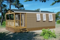 Location - Mobilhome Loggia 25M² + Terrasse - 2 Chambres - Camping Le Marqueval